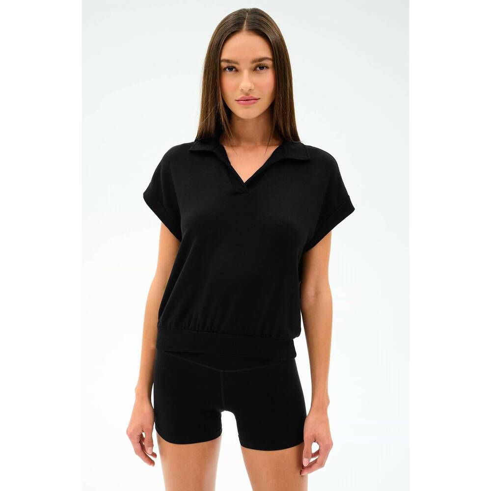 NEW SPLITS59 evie sleeveless polo in black